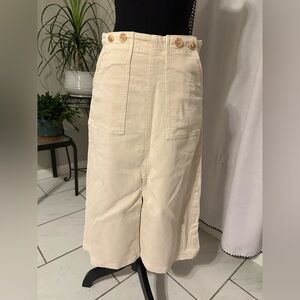 Pilcro The Kit Denim Skirt Cream High-Waisted Button Skirt